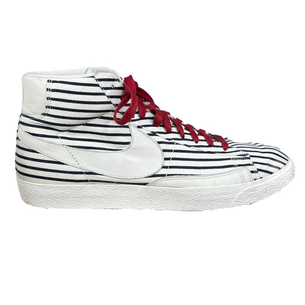 Nike Mens Blazer Mid PRM White Black Pinstripes Sneaker Size US 14
